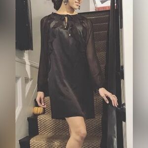 Alice & Trixie Silk Black Long Sleeve Ruffle Mini Dress